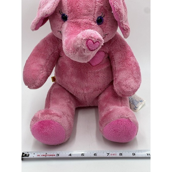 Build A Bear Pink Elephant Plush With Hearts Stuffed Animal Toy Valentine’s Day - Picture 8 of 10